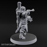 Pistol Aiming Scripture Clutching Human Trench Cleric Miniature for Dungeons and Dragons, Pathfinder or other TTRPGs