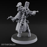 Pistol Aiming Scripture Clutching Human Trench Cleric Miniature for Dungeons and Dragons, Pathfinder or other TTRPGs