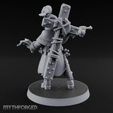 Pistol Aiming Scripture Clutching Human Trench Cleric Miniature for Dungeons and Dragons, Pathfinder or other TTRPGs