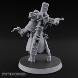 Pistol Aiming Scripture Clutching Human Trench Cleric Miniature for Dungeons and Dragons, Pathfinder or other TTRPGs
