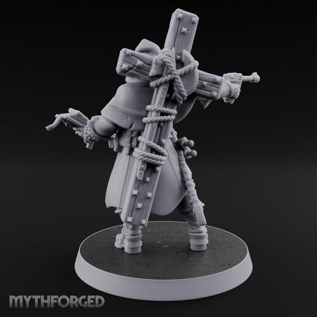 Pistol Aiming Scripture Clutching Human Trench Cleric Miniature for Dungeons and Dragons, Pathfinder or other TTRPGs