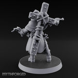 Pistol Aiming Scripture Clutching Human Trench Cleric Miniature for Dungeons and Dragons, Pathfinder or other TTRPGs
