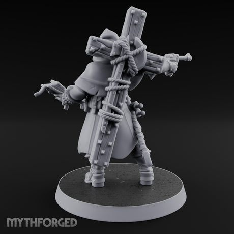 Pistol Aiming Scripture Clutching Human Trench Cleric Miniature for Dungeons and Dragons, Pathfinder or other TTRPGs