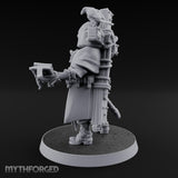 Pistol Aiming Scripture Clutching Human Trench Cleric Miniature for Dungeons and Dragons, Pathfinder or other TTRPGs