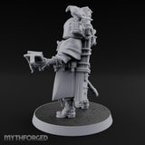 Pistol Aiming Scripture Clutching Human Trench Cleric Miniature for Dungeons and Dragons, Pathfinder or other TTRPGs