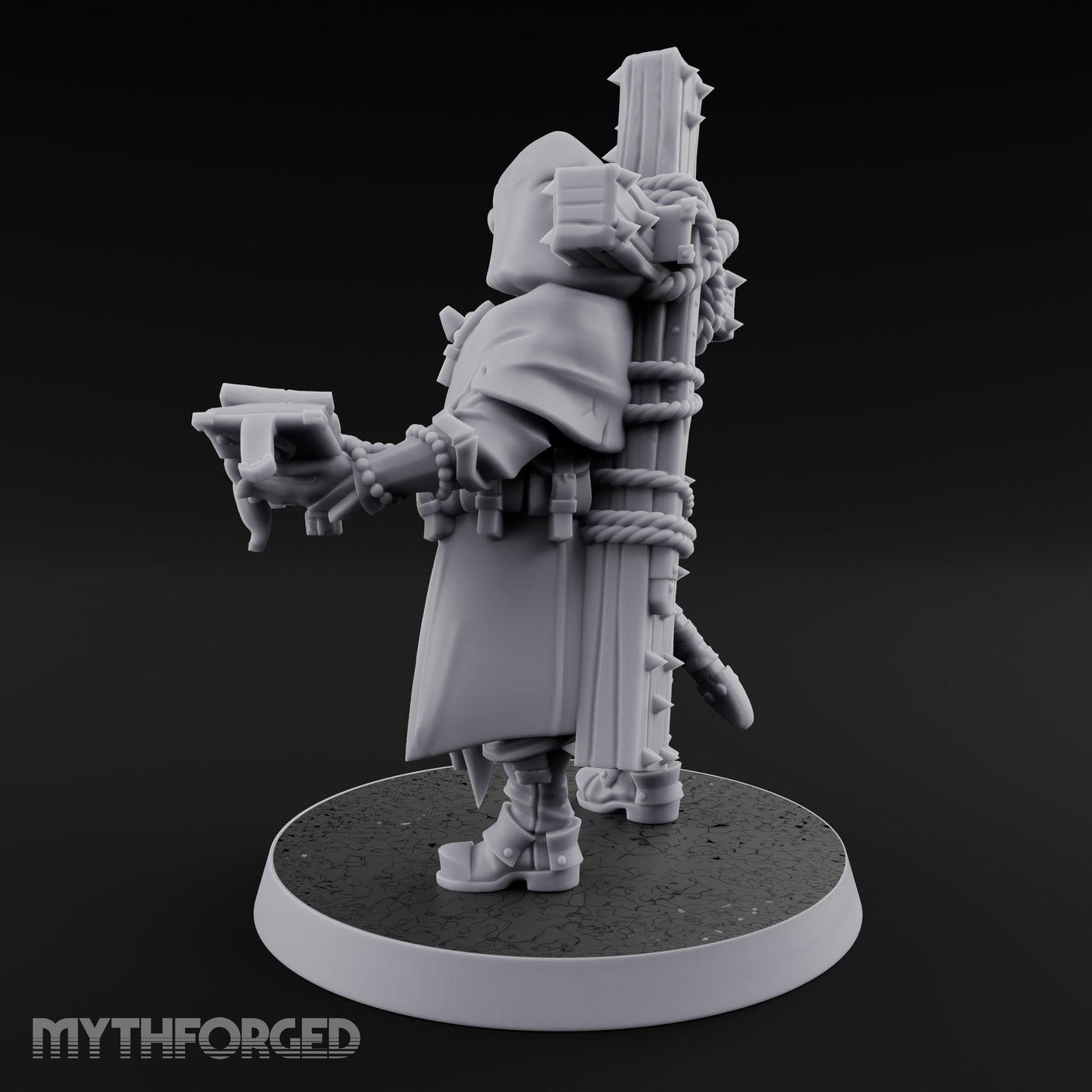 Pistol Aiming Scripture Clutching Human Trench Cleric Miniature for Dungeons and Dragons, Pathfinder or other TTRPGs