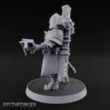 Pistol Aiming Scripture Clutching Human Trench Cleric Miniature for Dungeons and Dragons, Pathfinder or other TTRPGs
