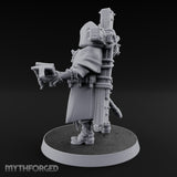 Pistol Aiming Scripture Clutching Human Trench Cleric Miniature for Dungeons and Dragons, Pathfinder or other TTRPGs