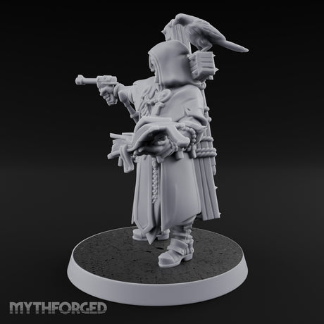 Pistol Aiming Scripture Clutching Human Trench Cleric Miniature for Dungeons and Dragons, Pathfinder or other TTRPGs