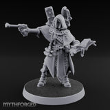 Pistol Aiming Scripture Clutching Human Trench Cleric Miniature for Dungeons and Dragons, Pathfinder or other TTRPGs