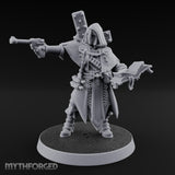 Pistol Aiming Scripture Clutching Human Trench Cleric Miniature for Dungeons and Dragons, Pathfinder or other TTRPGs