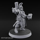 Pistol Aiming Scripture Clutching Human Trench Cleric Miniature for Dungeons and Dragons, Pathfinder or other TTRPGs