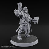 Pistol Aiming Scripture Clutching Human Trench Cleric Miniature for Dungeons and Dragons, Pathfinder or other TTRPGs
