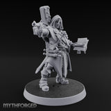 Pistol Aiming Scripture Clutching Human Trench Cleric Miniature for Dungeons and Dragons, Pathfinder or other TTRPGs