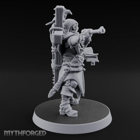 Pistol Aiming Scripture Clutching Human Trench Cleric Miniature for Dungeons and Dragons, Pathfinder or other TTRPGs
