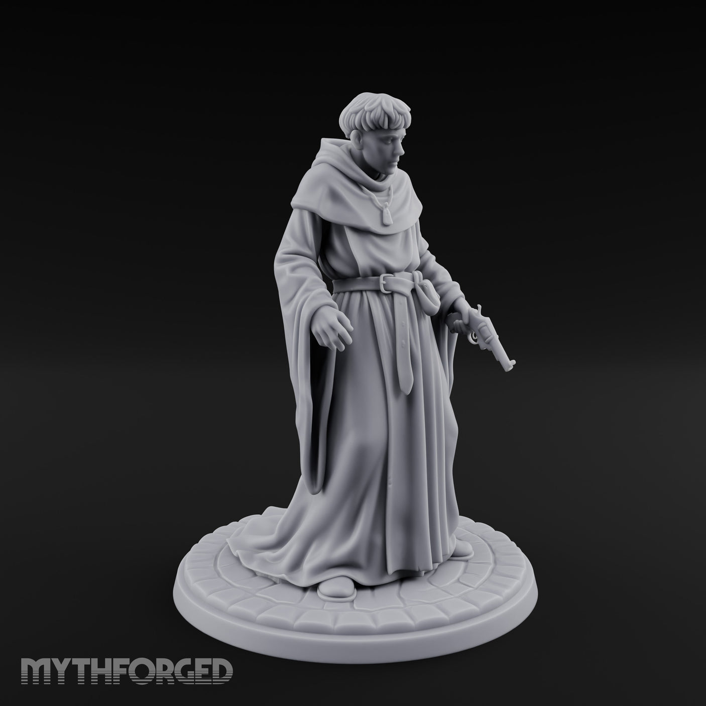 Pistol Concealing Human Friar Miniature for Dungeons and Dragons, Pathfinder or other TTRPGs