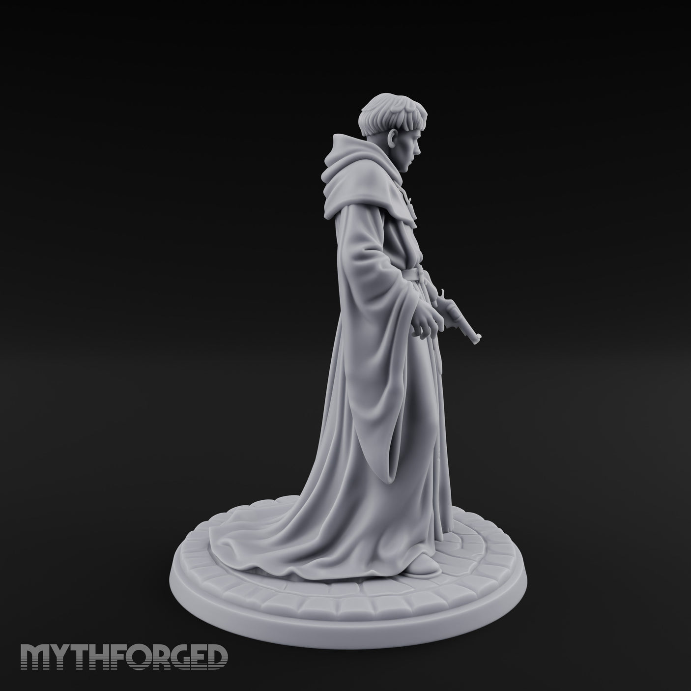 Pistol Concealing Human Friar Miniature for Dungeons and Dragons, Pathfinder or other TTRPGs