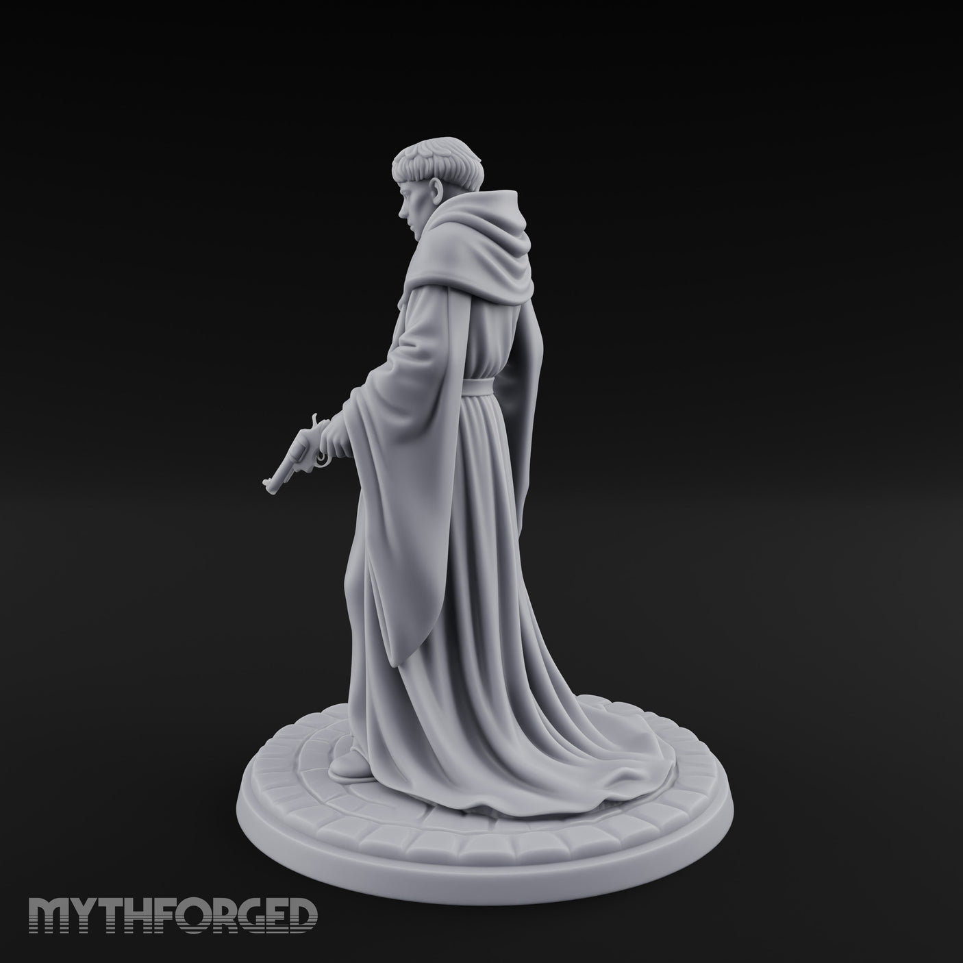 Pistol Concealing Human Friar Miniature for Dungeons and Dragons, Pathfinder or other TTRPGs