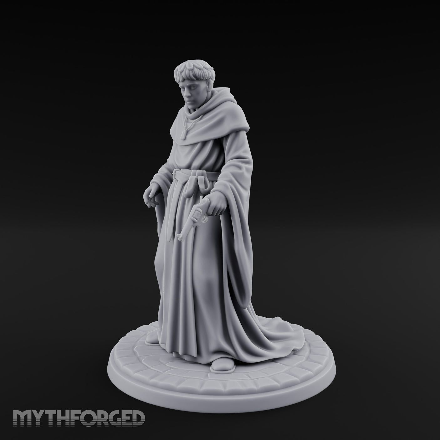 Pistol Concealing Human Friar Miniature for Dungeons and Dragons, Pathfinder or other TTRPGs