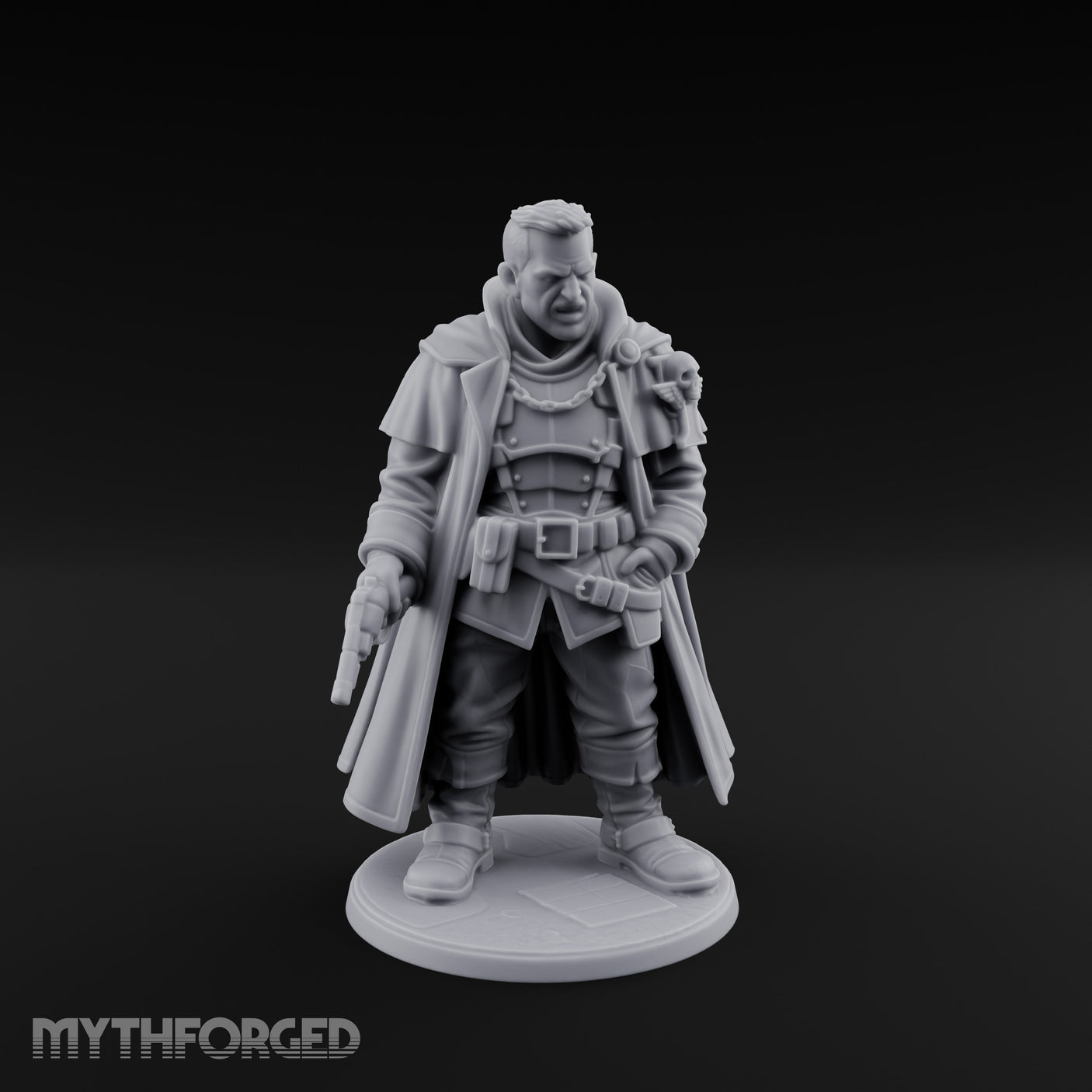 Pistol Dangling Coat Sweeping Human Gunslinger Miniature for Dungeons and Dragons, Pathfinder or other TTRPGs