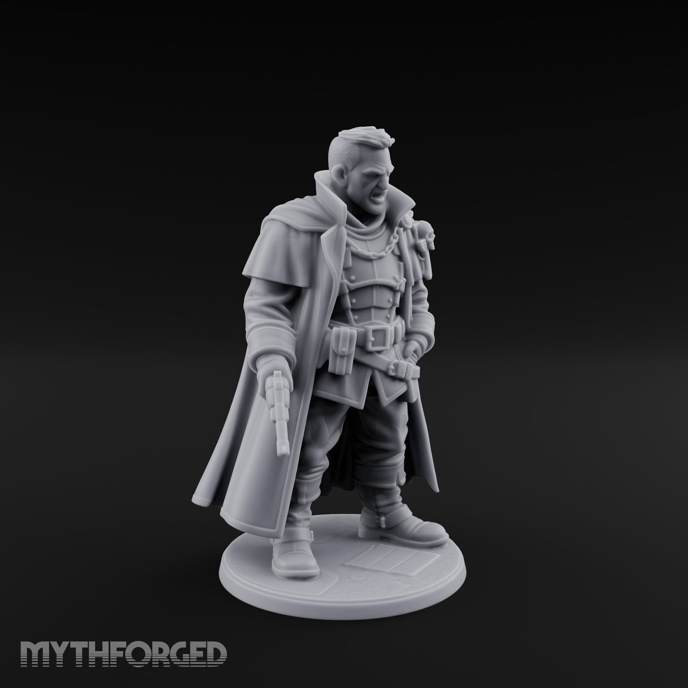 Pistol Dangling Coat Sweeping Human Gunslinger Miniature for Dungeons and Dragons, Pathfinder or other TTRPGs