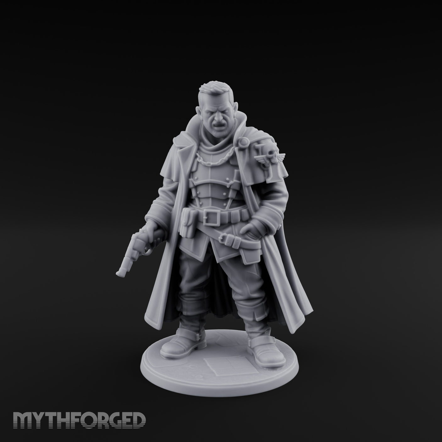Pistol Dangling Coat Sweeping Human Gunslinger Miniature for Dungeons and Dragons, Pathfinder or other TTRPGs