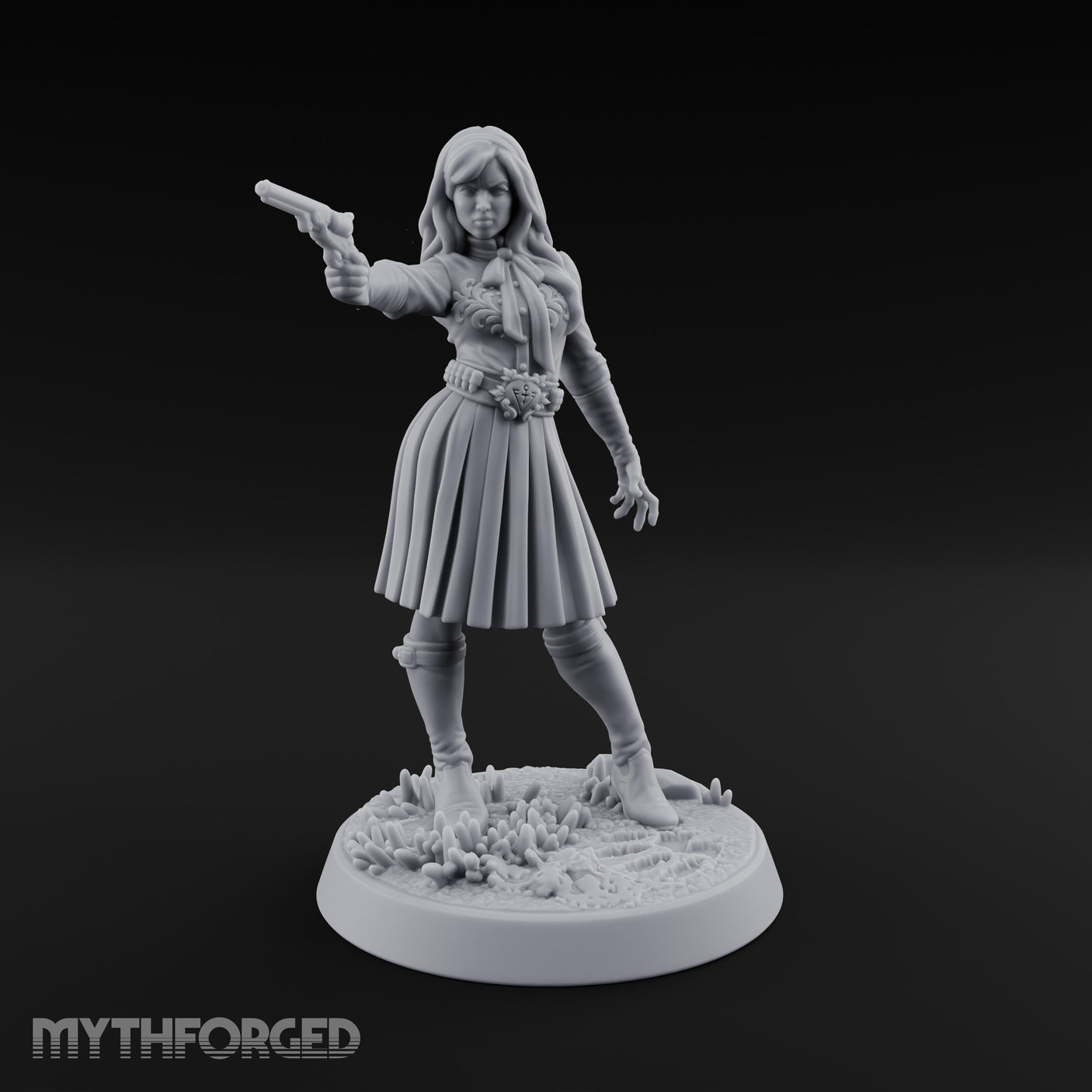 Pistol Drawn Human Monster Hunter Miniature for Dungeons and Dragons, Pathfinder or other TTRPGs