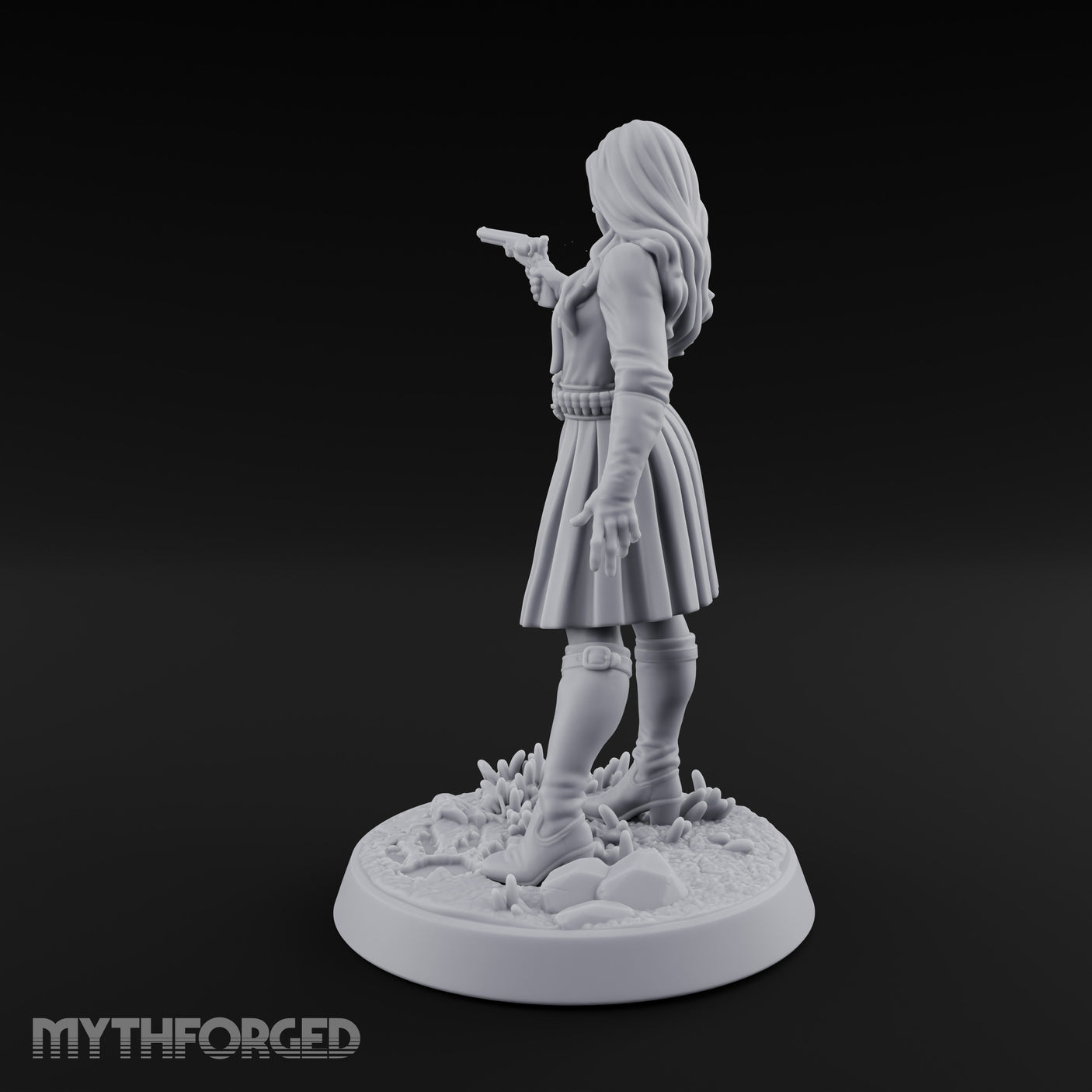 Pistol Drawn Human Monster Hunter Miniature for Dungeons and Dragons, Pathfinder or other TTRPGs