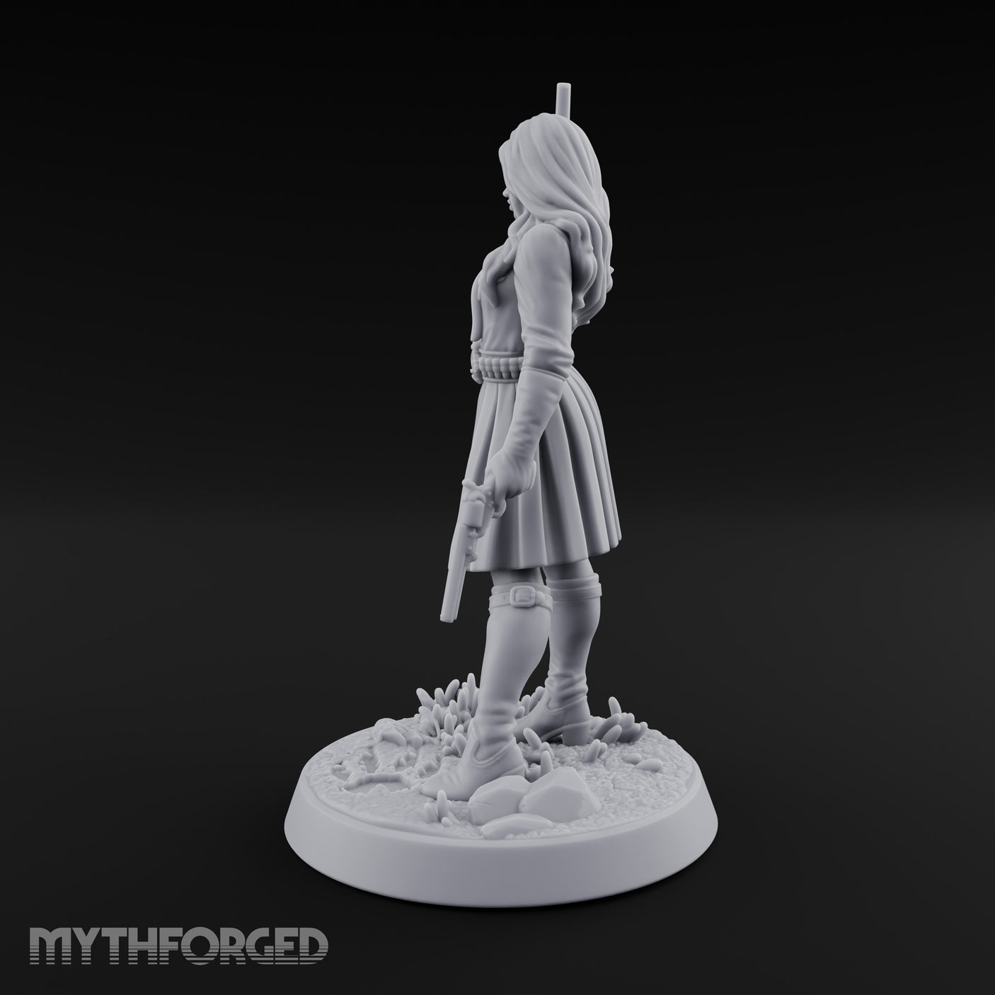 Pistol Drawn Human Monster Hunter Miniature for Dungeons and Dragons, Pathfinder or other TTRPGs
