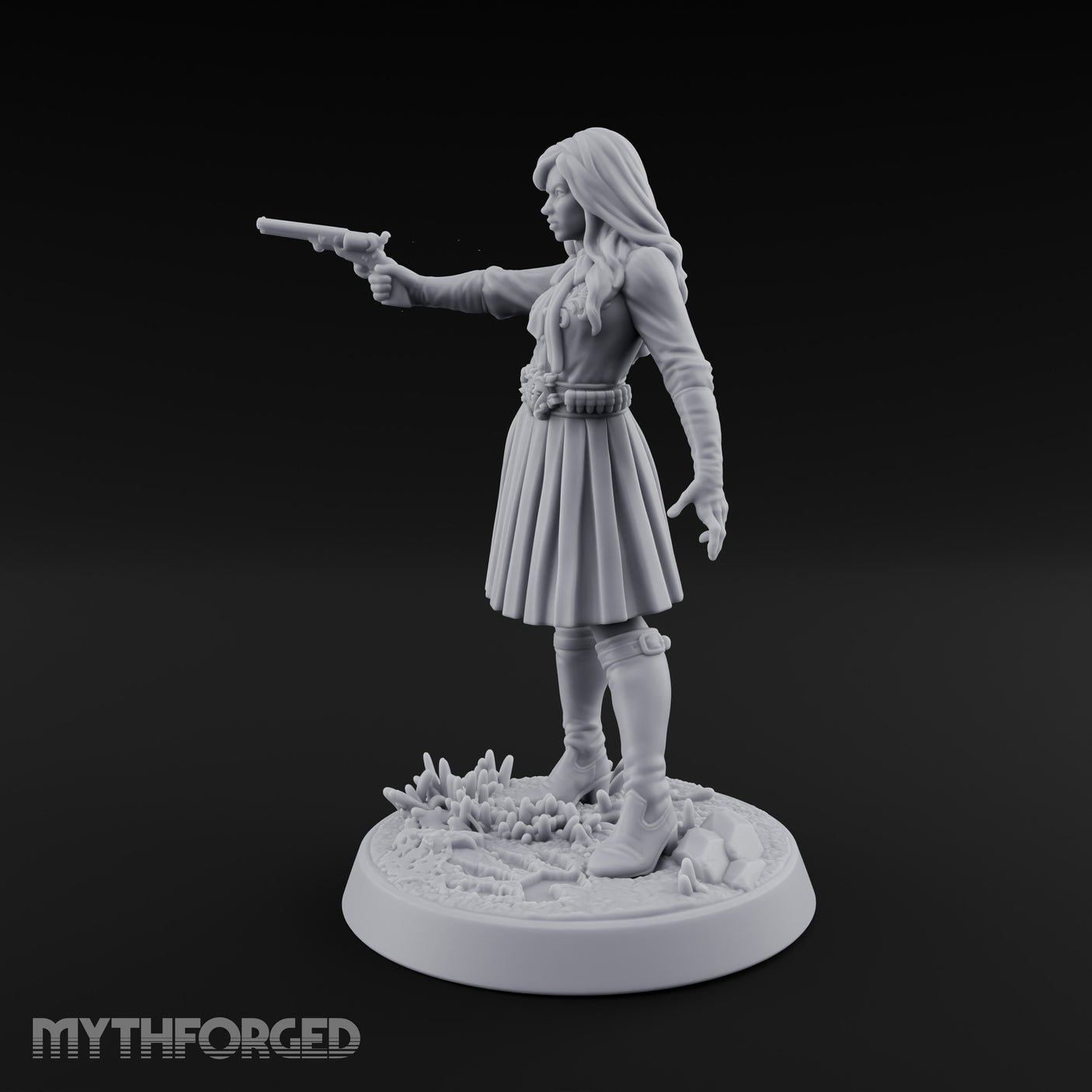 Pistol Drawn Human Monster Hunter Miniature for Dungeons and Dragons, Pathfinder or other TTRPGs