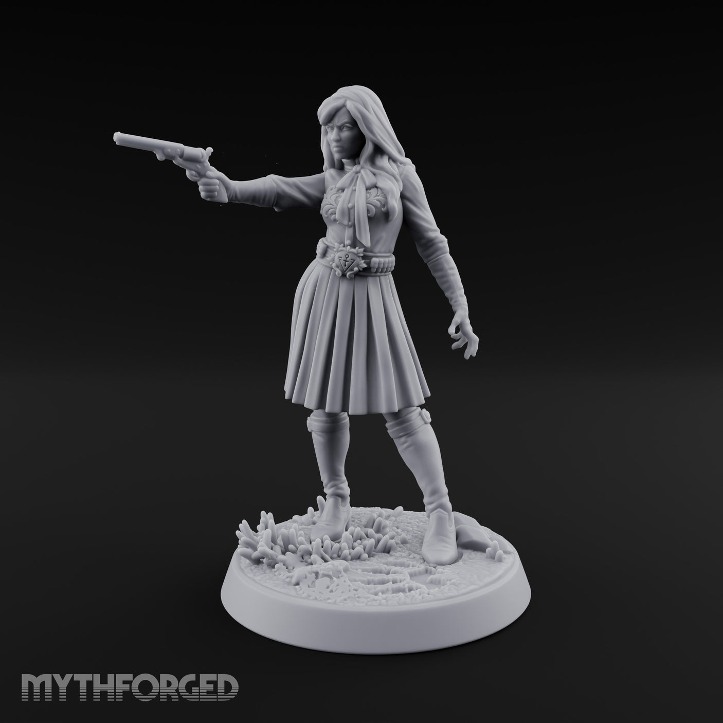 Pistol Drawn Human Monster Hunter Miniature for Dungeons and Dragons, Pathfinder or other TTRPGs
