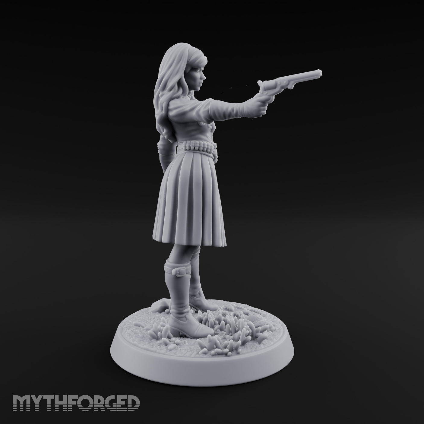 Pistol Drawn Human Monster Hunter Miniature for Dungeons and Dragons, Pathfinder or other TTRPGs