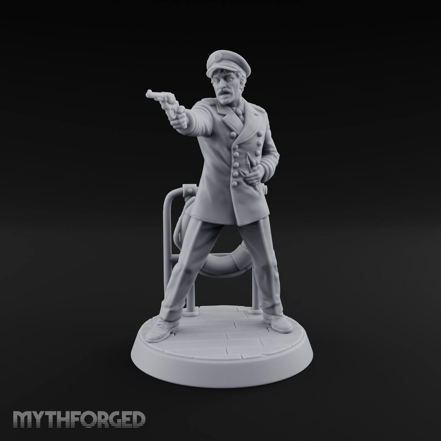Pistol Levelled Human Captain Miniature for Dungeons and Dragons, Pathfinder or other TTRPGs