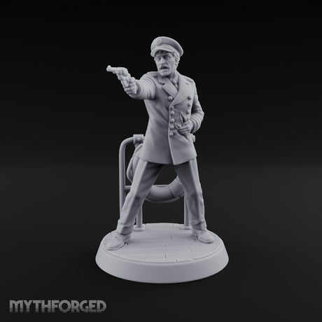 Pistol Levelled Human Captain Miniature for Dungeons and Dragons, Pathfinder or other TTRPGs