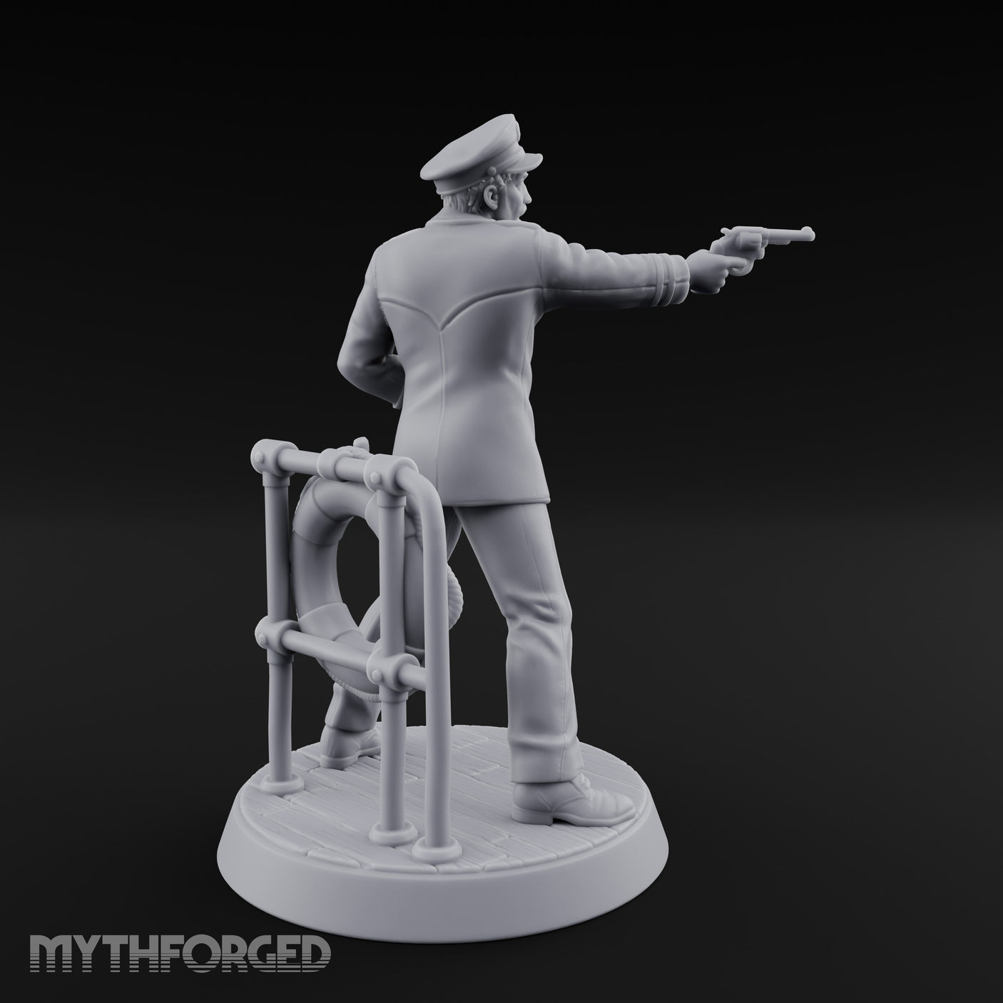 Pistol Levelled Human Captain Miniature for Dungeons and Dragons, Pathfinder or other TTRPGs