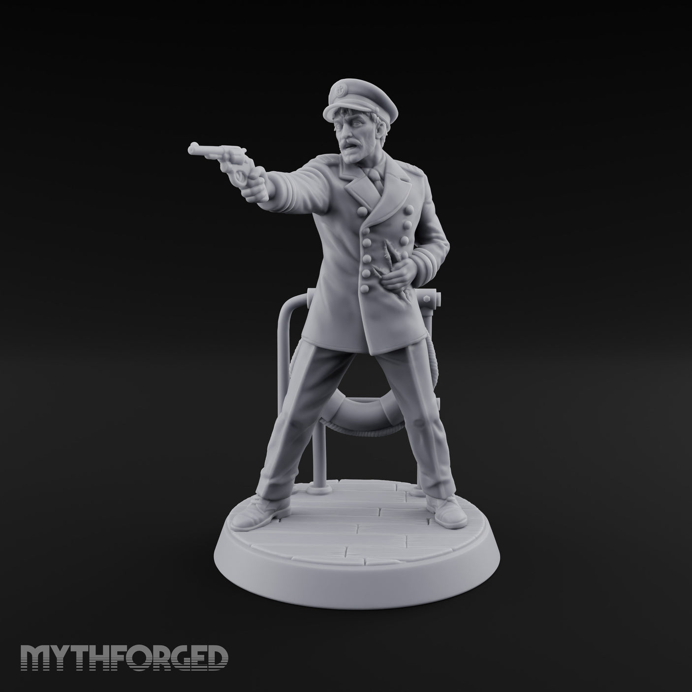 Pistol Levelled Human Captain Miniature for Dungeons and Dragons, Pathfinder or other TTRPGs