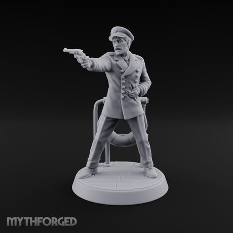 Pistol Levelled Human Captain Miniature for Dungeons and Dragons, Pathfinder or other TTRPGs