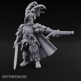 Pistol Levelled Sword Drawn Human Captain Miniature for Dungeons and Dragons, Pathfinder or other TTRPGs