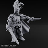 Pistol Levelled Sword Drawn Human Captain Miniature for Dungeons and Dragons, Pathfinder or other TTRPGs