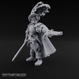 Pistol Levelled Sword Drawn Human Captain Miniature for Dungeons and Dragons, Pathfinder or other TTRPGs