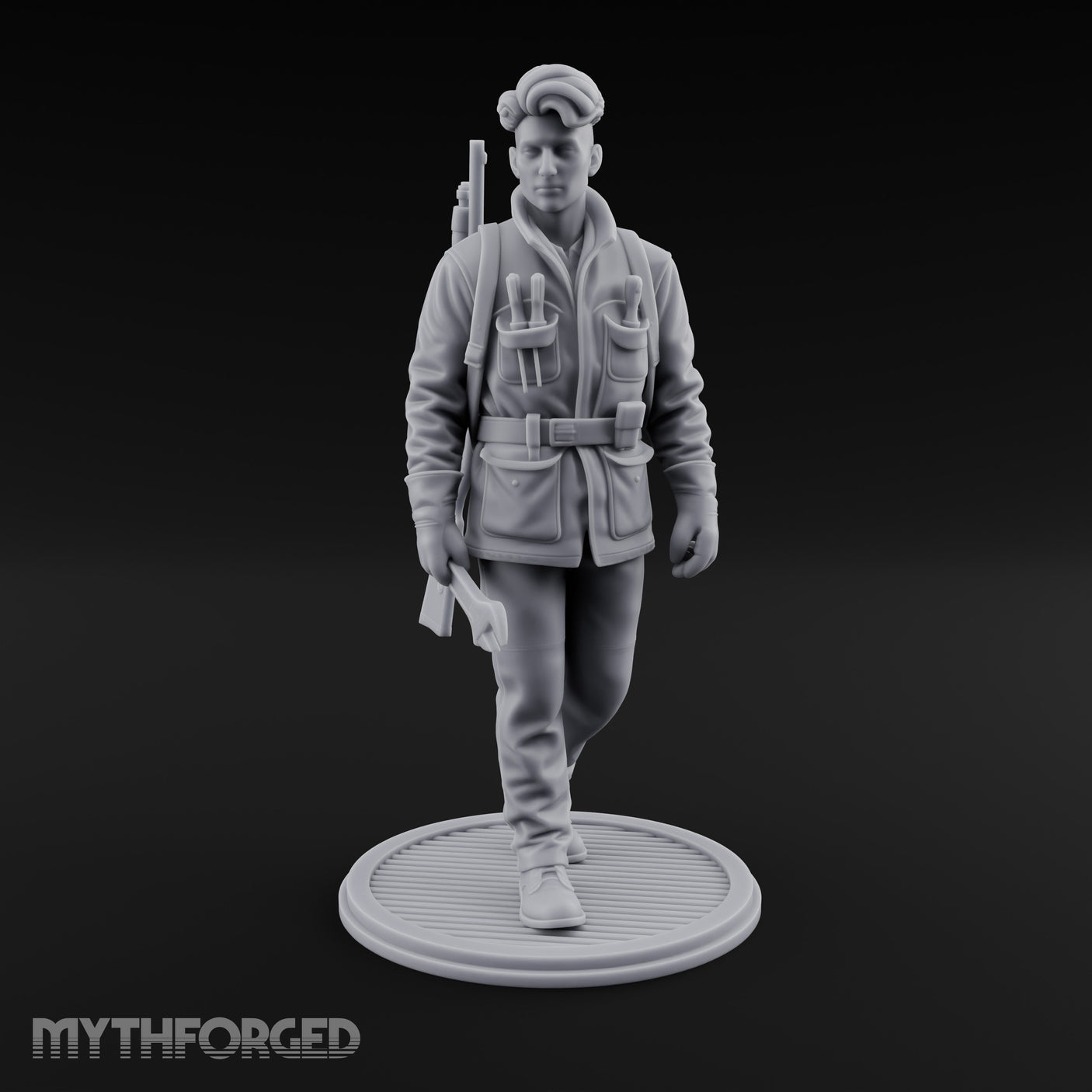 Pistol Palming Human Resistance Fighter Miniature for Dungeons and Dragons, Pathfinder or other TTRPGs