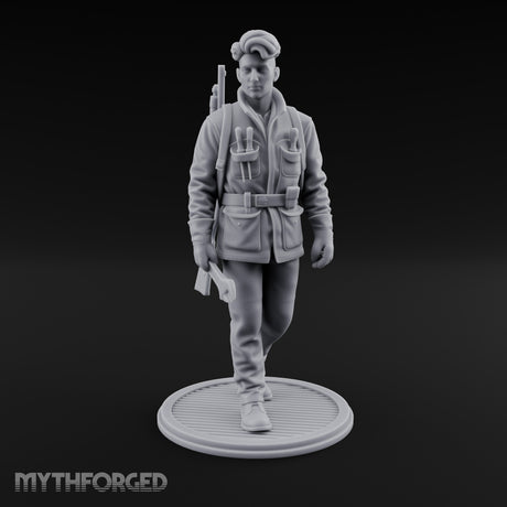 Pistol Palming Human Resistance Fighter Miniature for Dungeons and Dragons, Pathfinder or other TTRPGs