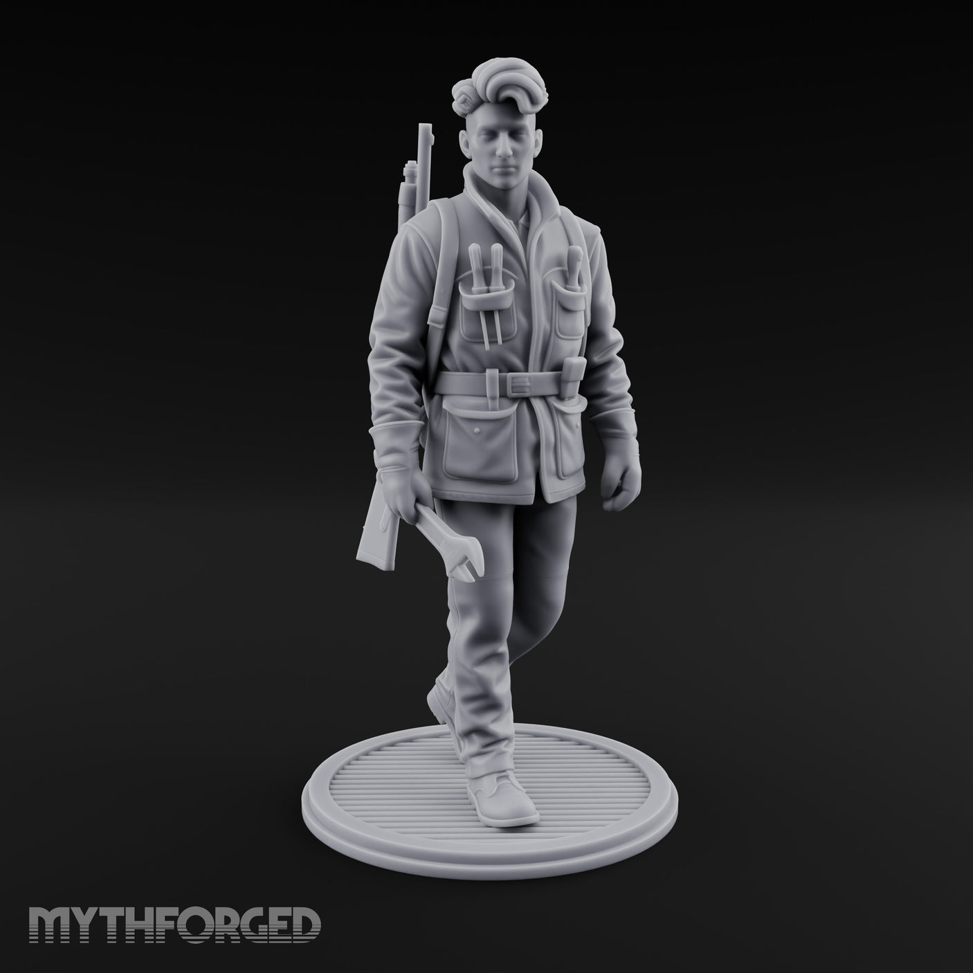 Pistol Palming Human Resistance Fighter Miniature for Dungeons and Dragons, Pathfinder or other TTRPGs