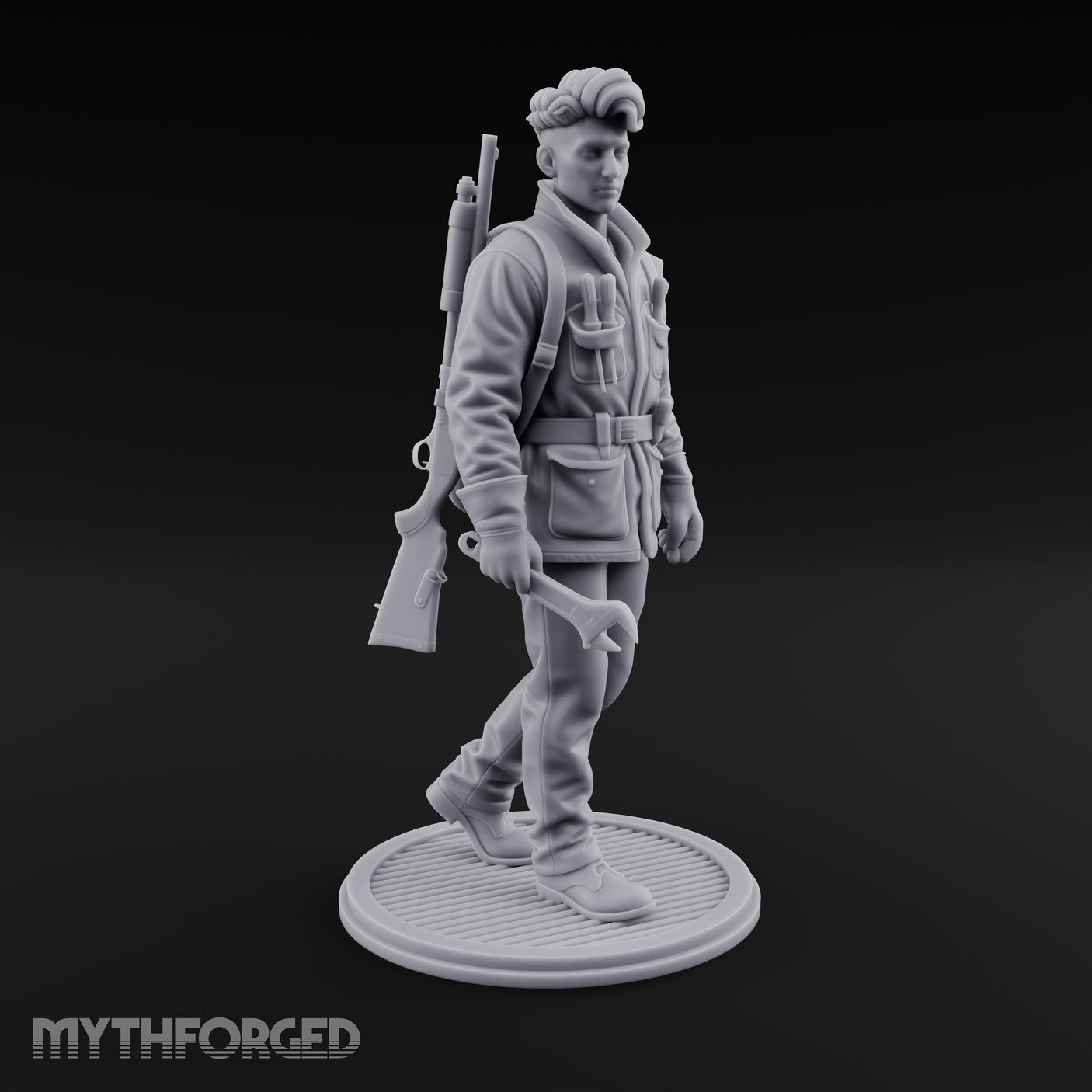 Pistol Palming Human Resistance Fighter Miniature for Dungeons and Dragons, Pathfinder or other TTRPGs