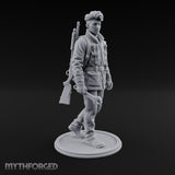 Pistol Palming Human Resistance Fighter Miniature for Dungeons and Dragons, Pathfinder or other TTRPGs