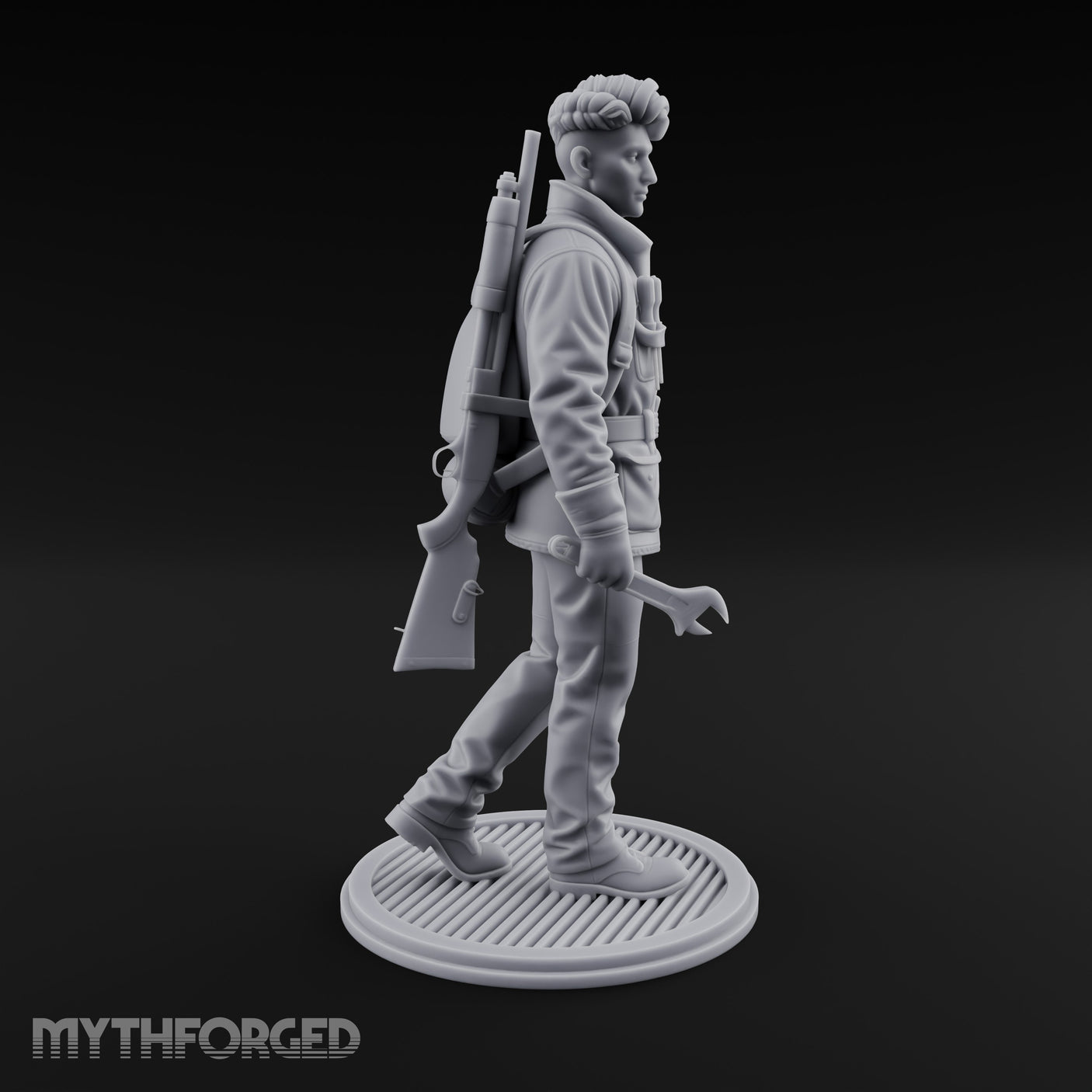Pistol Palming Human Resistance Fighter Miniature for Dungeons and Dragons, Pathfinder or other TTRPGs