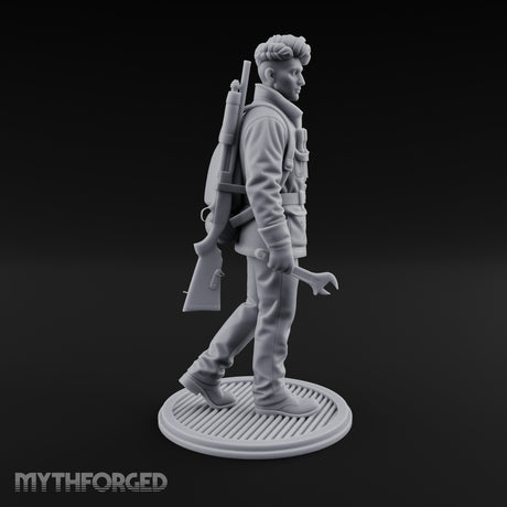Pistol Palming Human Resistance Fighter Miniature for Dungeons and Dragons, Pathfinder or other TTRPGs