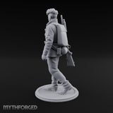 Pistol Palming Human Resistance Fighter Miniature for Dungeons and Dragons, Pathfinder or other TTRPGs