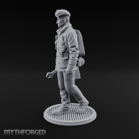 Pistol Palming Human Resistance Fighter Miniature for Dungeons and Dragons, Pathfinder or other TTRPGs