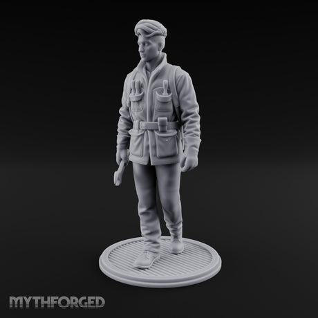 Pistol Palming Human Resistance Fighter Miniature for Dungeons and Dragons, Pathfinder or other TTRPGs